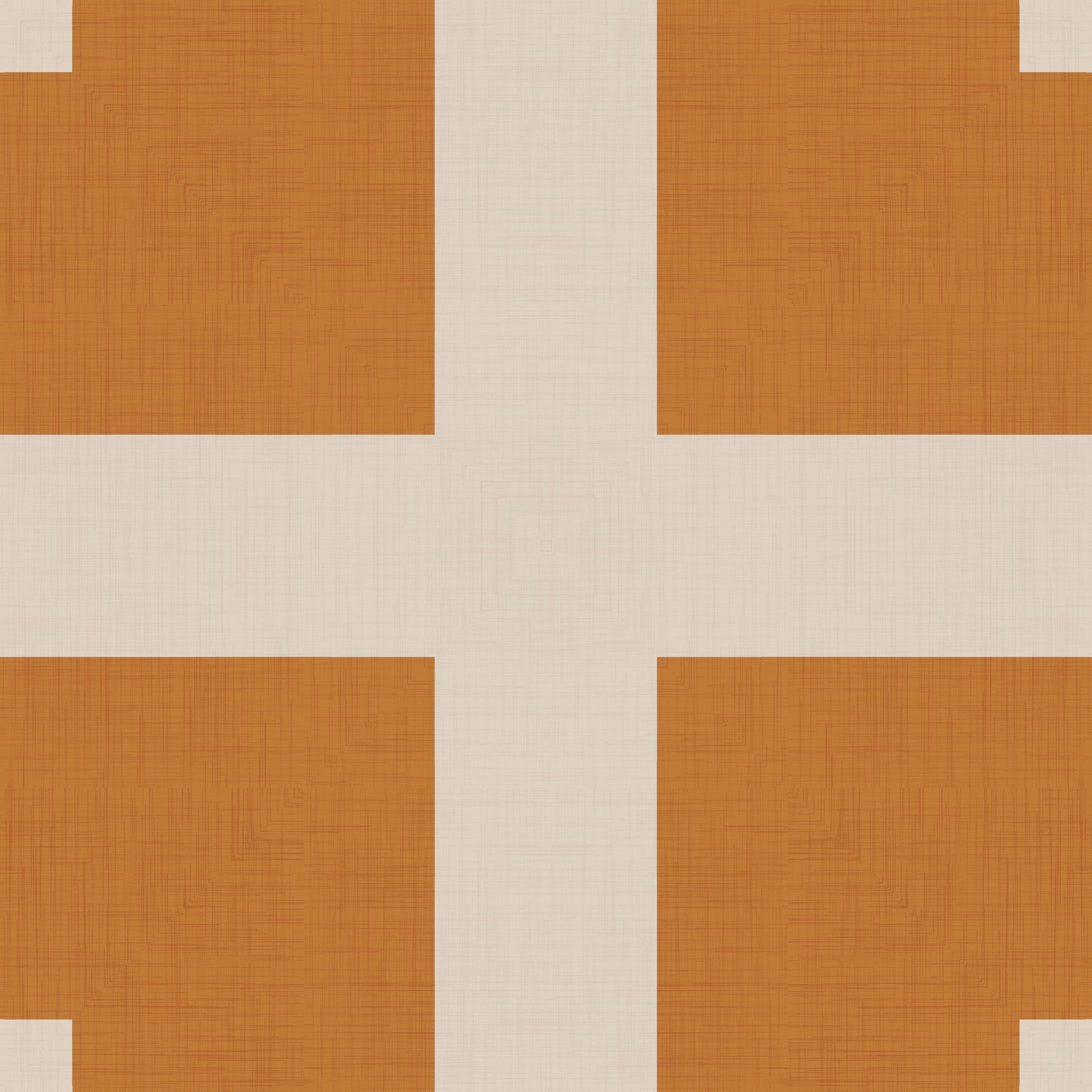 Geometric Grid Blocks Terracotta Cream Wallpaper⁠