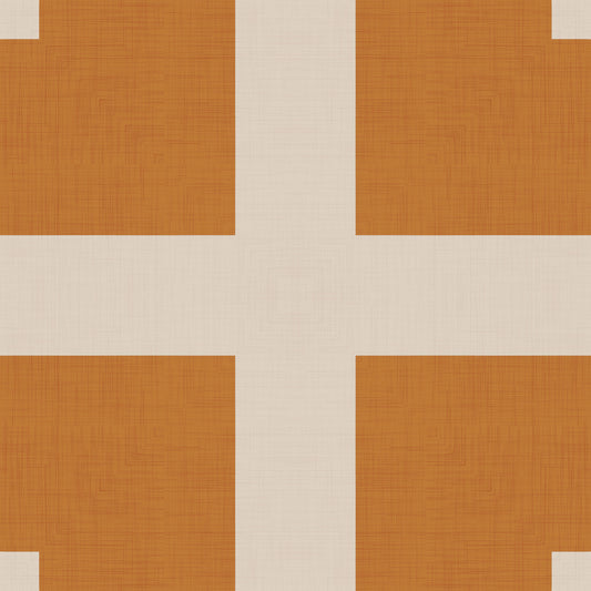 Geometric Grid Blocks Terracotta Cream Wallpaper⁠