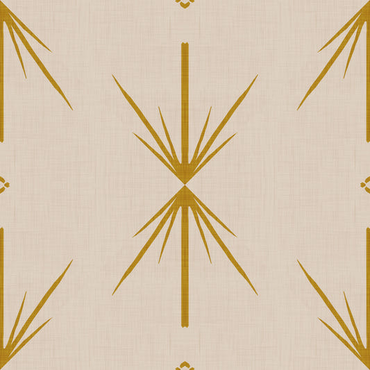 Mid Century Modern Atomic Starburst Cross Mustard Wallpaper⁠