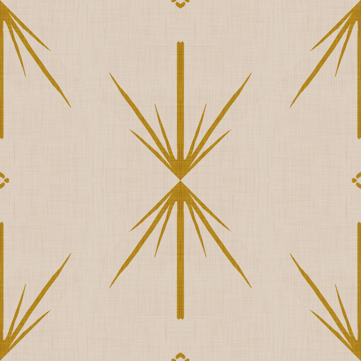Mid Century Modern Atomic Starburst Cross Mustard Wallpaper⁠