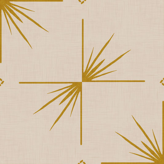 Mid Century Modern Starburst Cross Mustard Cream Wallpaper⁠