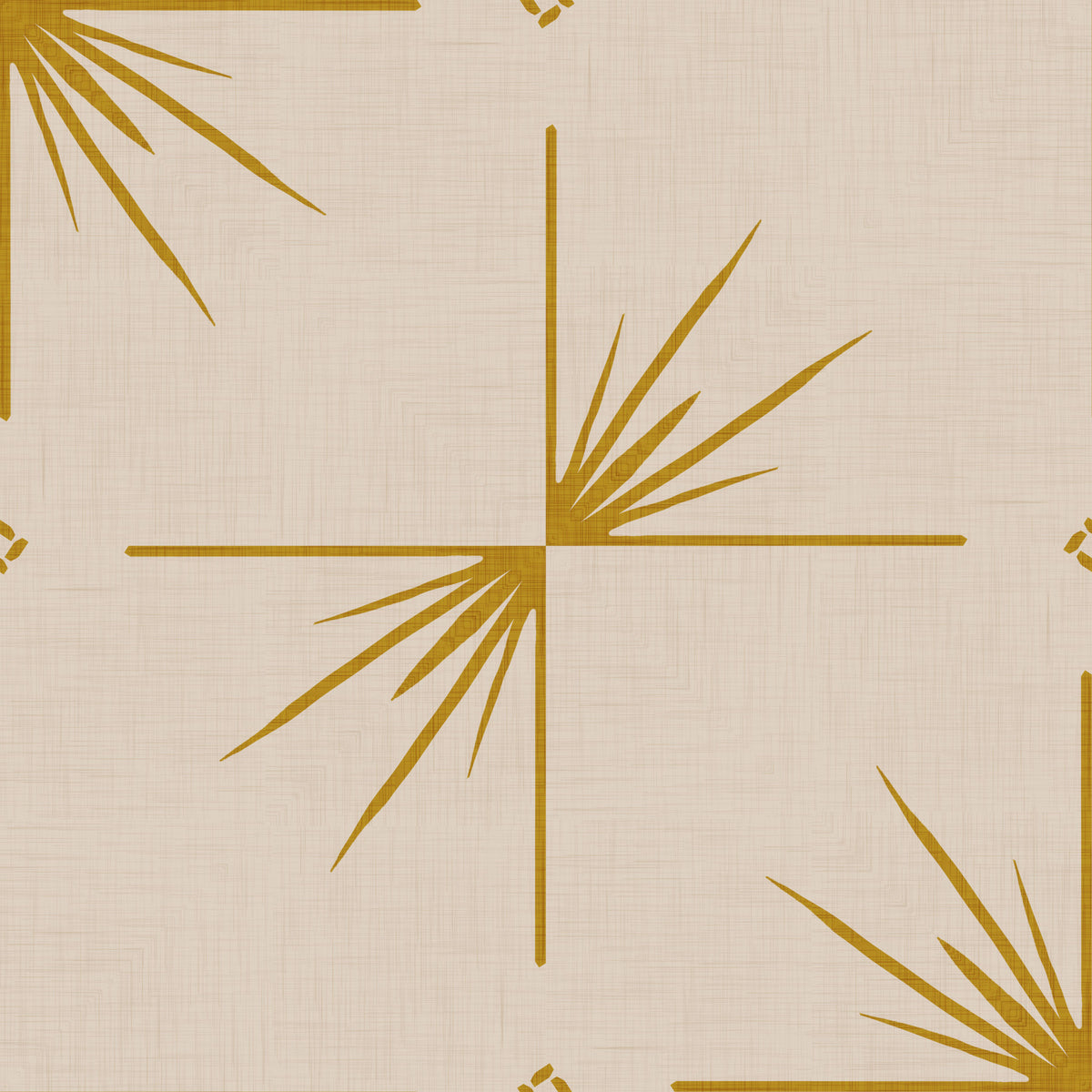 Mid Century Modern Starburst Cross Mustard Cream Wallpaper⁠