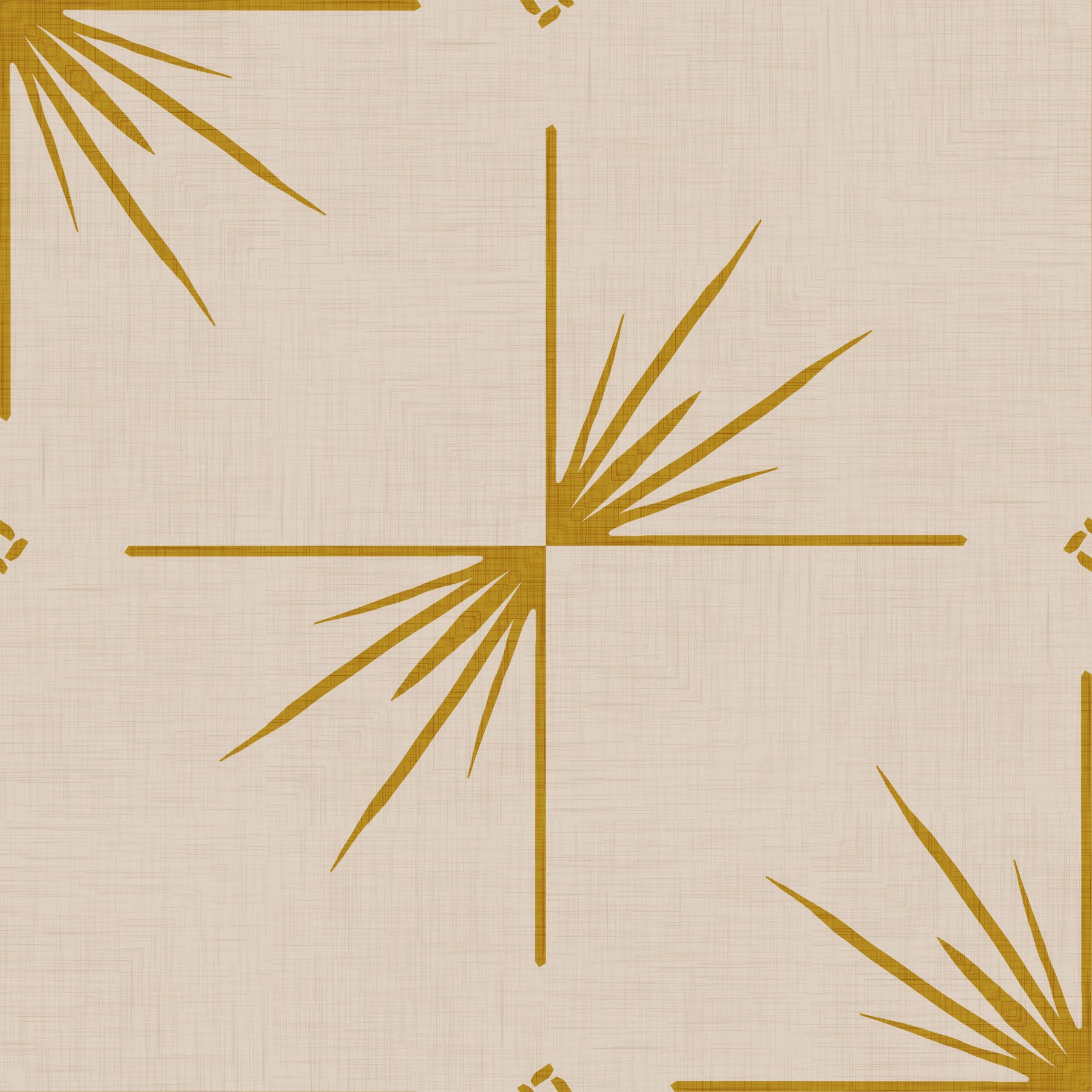 Mid Century Modern Starburst Cross Mustard Cream Wallpaper⁠