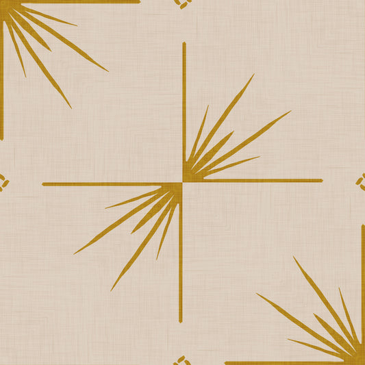 Mid Century Modern Starburst Cross Mustard Cream Wallpaper⁠