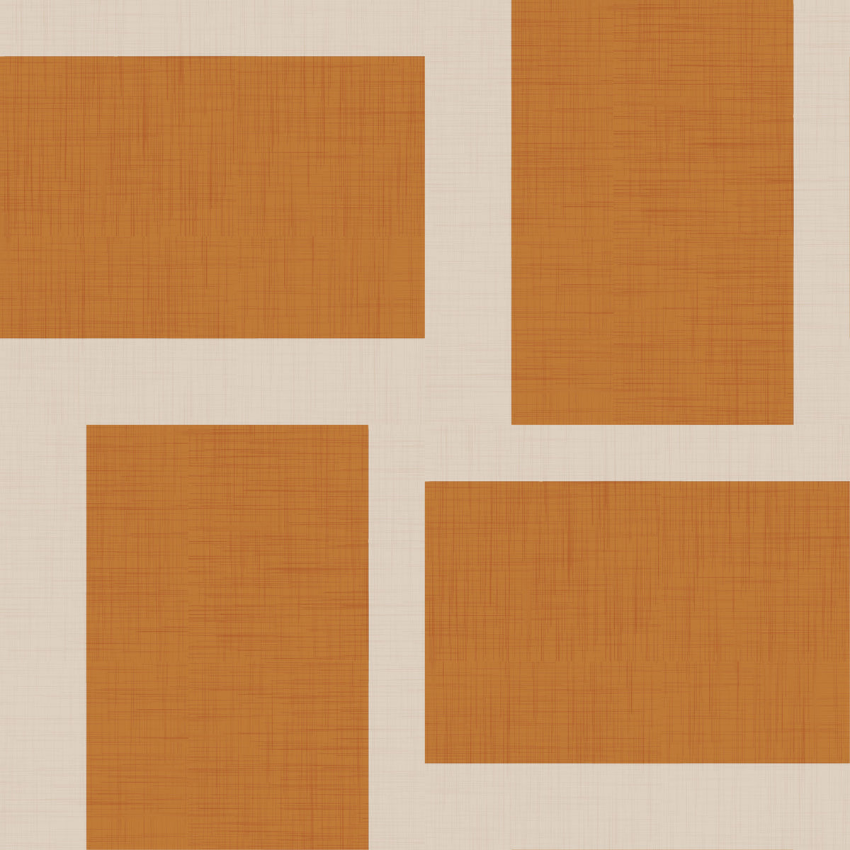 Modern Geometric Color Block Terracotta Cream Wallpaper⁠