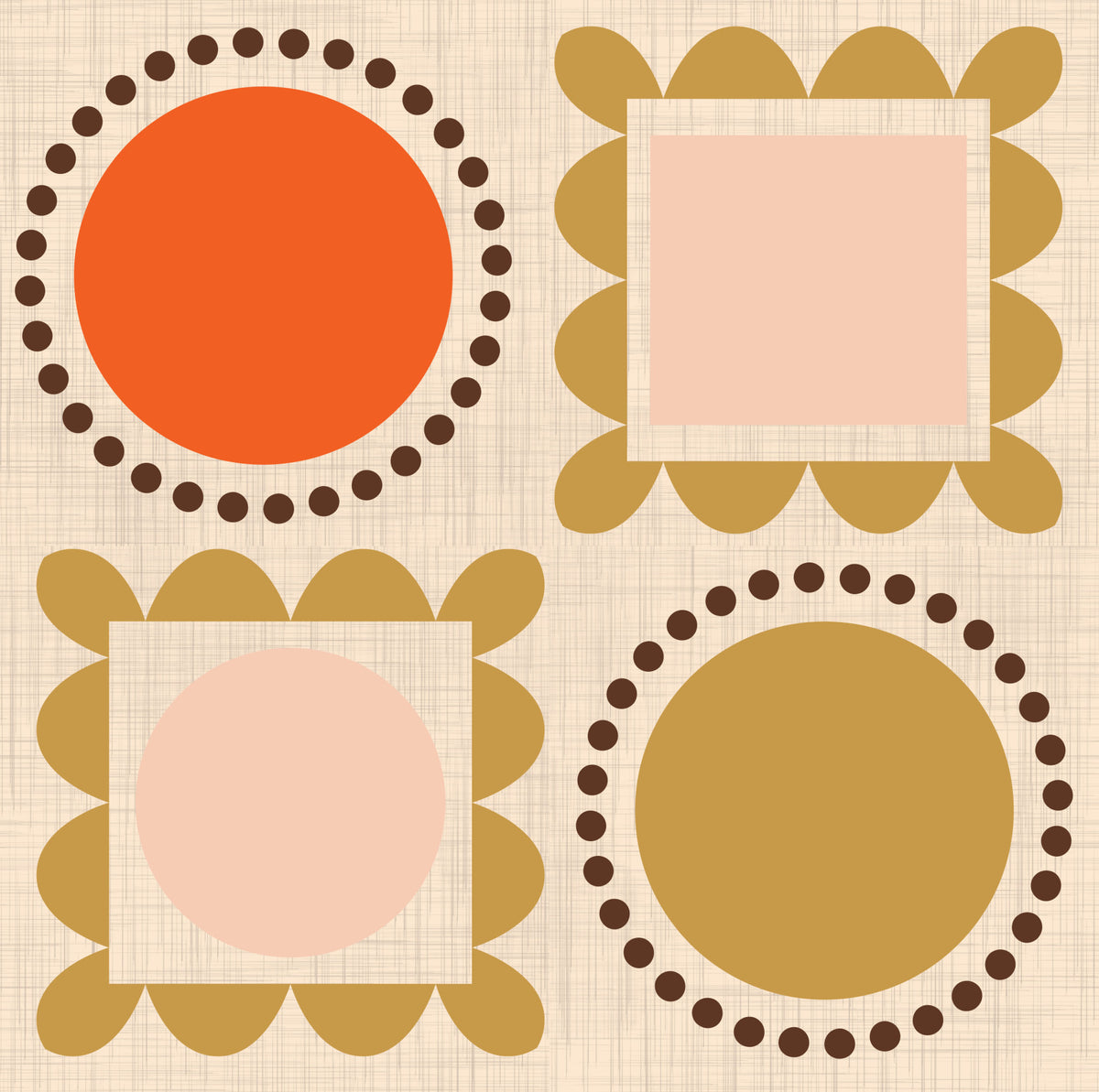 Mid Mod Pictures Frames - Beige Pink Ocher  Wallpaper⁠