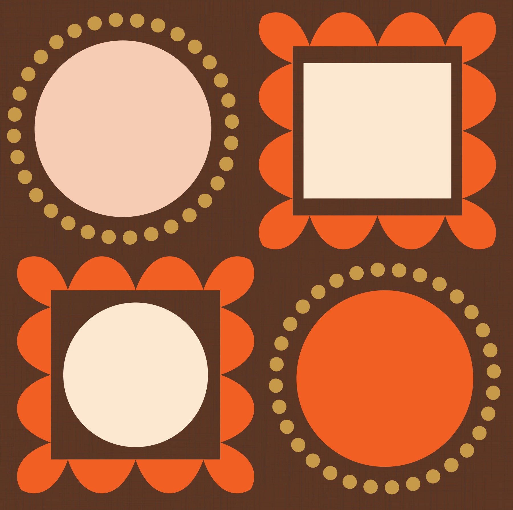 Mid Mod Pictures Frames - Chocolate Ocher Terracotta  Wallpaper⁠