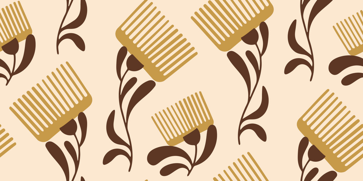 Mid Mod Wildflower Comb - Beige Chocolate   Wallpaper⁠