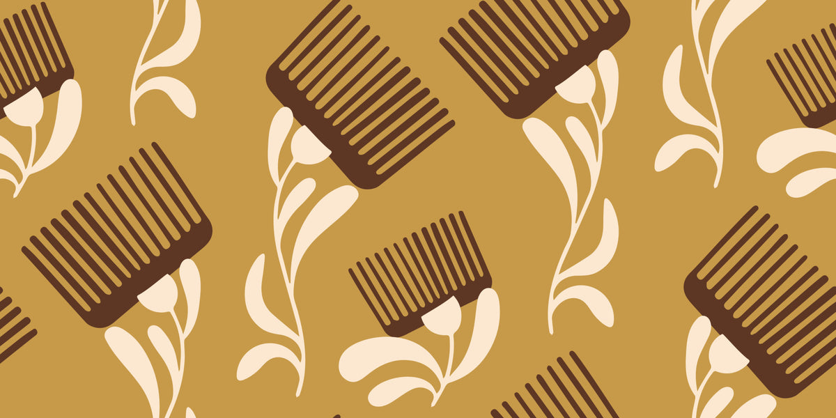 Mid Mod Wildflower Comb - Beige Ocher  Wallpaper⁠ in your room — zoomed