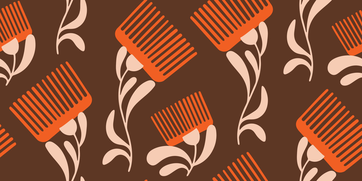 Mid Mod Wildflower Comb - Chocolate Terracotta Wallpaper⁠ in your room — zoomed