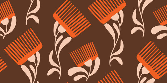 Mid Mod Wildflower Comb - Chocolate Terracotta Wallpaper⁠