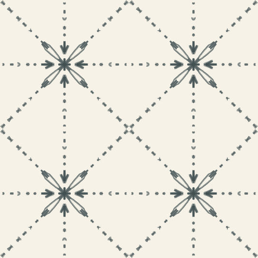 Sashiko Hana-Goshi - Latticed Flower Stitch Outer Space Wallpaper⁠