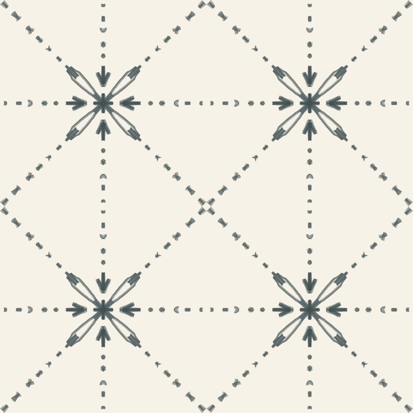 Sashiko Hana-Goshi - Latticed Flower Stitch Outer Space Wallpaper⁠