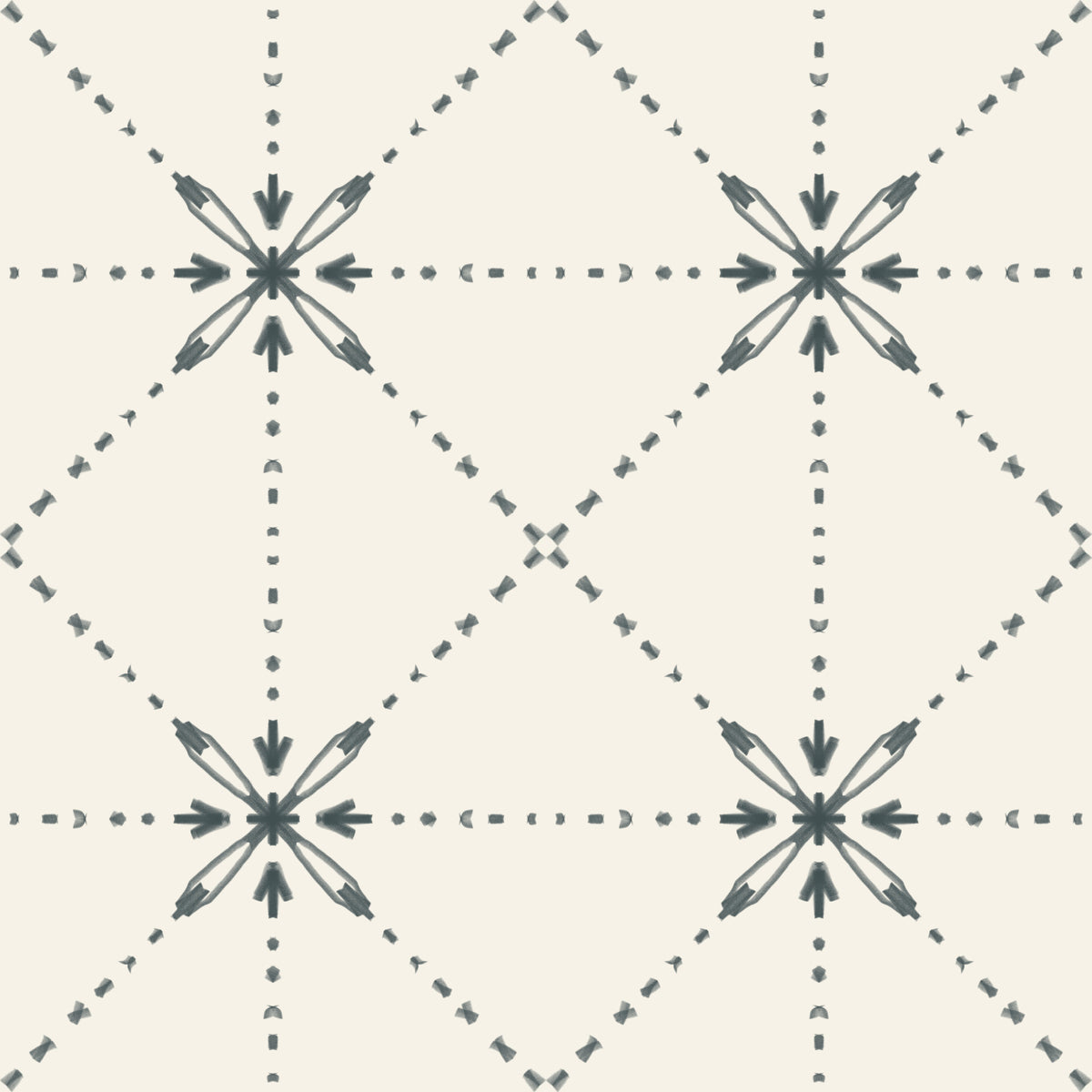 Sashiko Hana-Goshi - Latticed Flower Stitch Outer Space Wallpaper⁠ in your room — zoomed