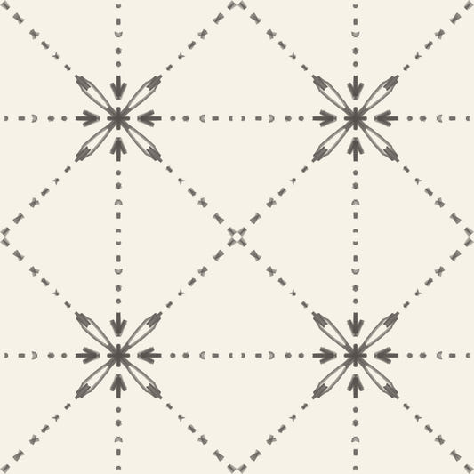 Sashiko Hana-Goshi - Latticed Flower Stitch Silhouette Wallpaper⁠