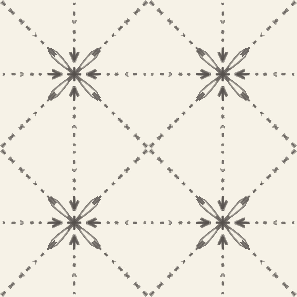 Sashiko Hana-Goshi - Latticed Flower Stitch Silhouette Wallpaper⁠ in your room — zoomed