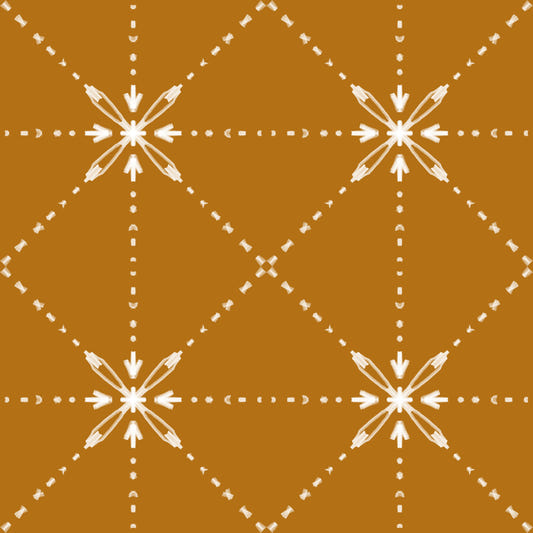 Sashiko Hana-Goshi - Latticed Flower Stitch On Gold Wallpaper⁠
