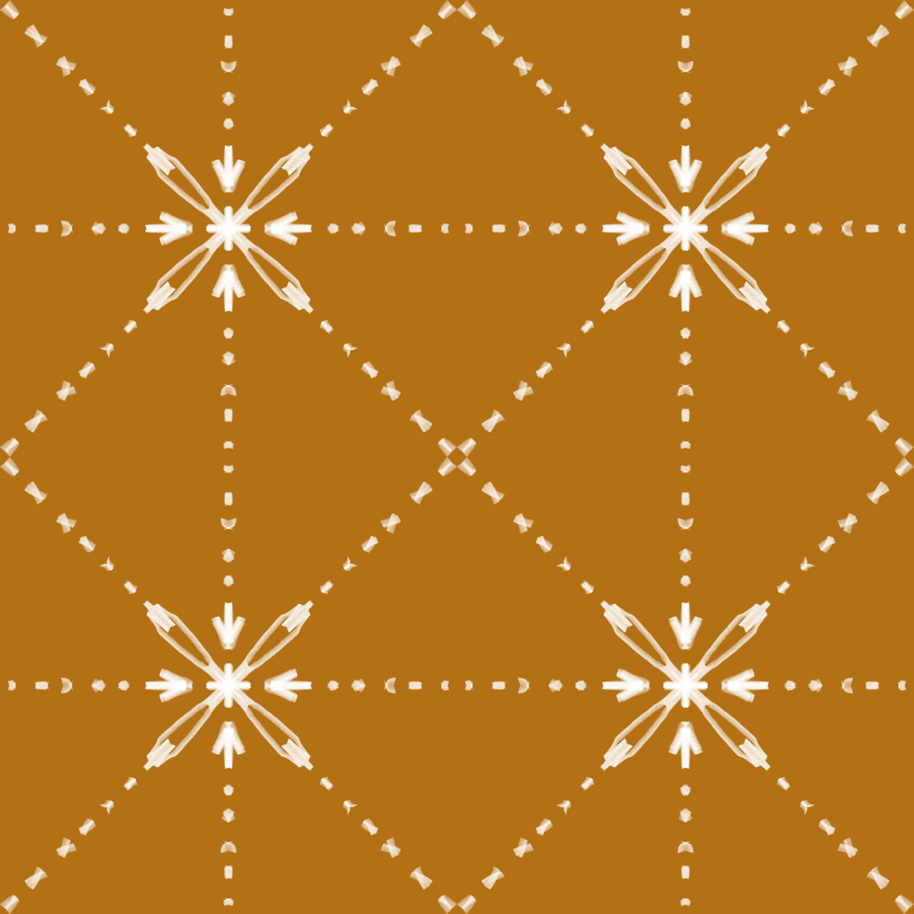 Sashiko Hana-Goshi - Latticed Flower Stitch On Gold Wallpaper⁠