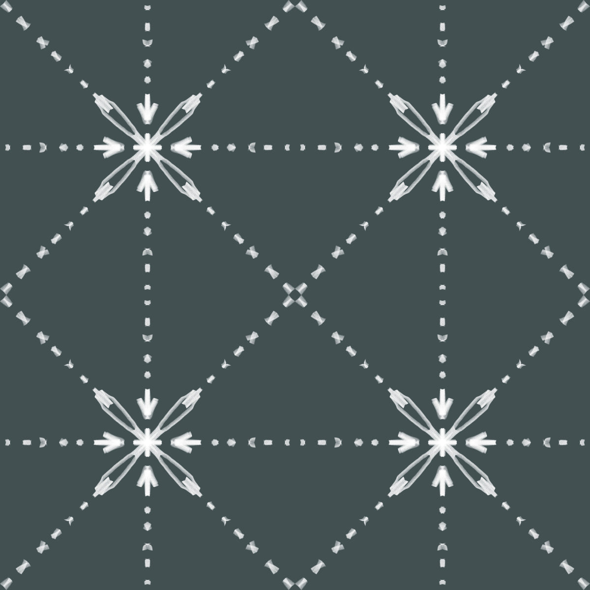 Sashiko Hana-Goshi - Latticed Flower Stitch On Outer Space Wallpaper⁠
