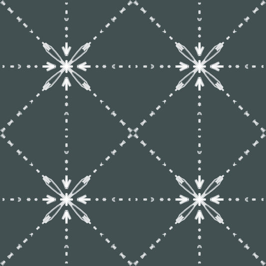 Sashiko Hana-Goshi - Latticed Flower Stitch On Outer Space Wallpaper⁠