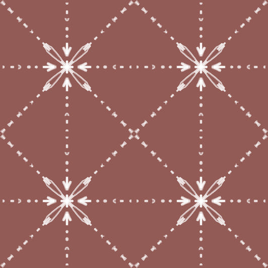 Sashiko Hana-Goshi - Latticed Flower Stitch On Terracotta Wallpaper⁠