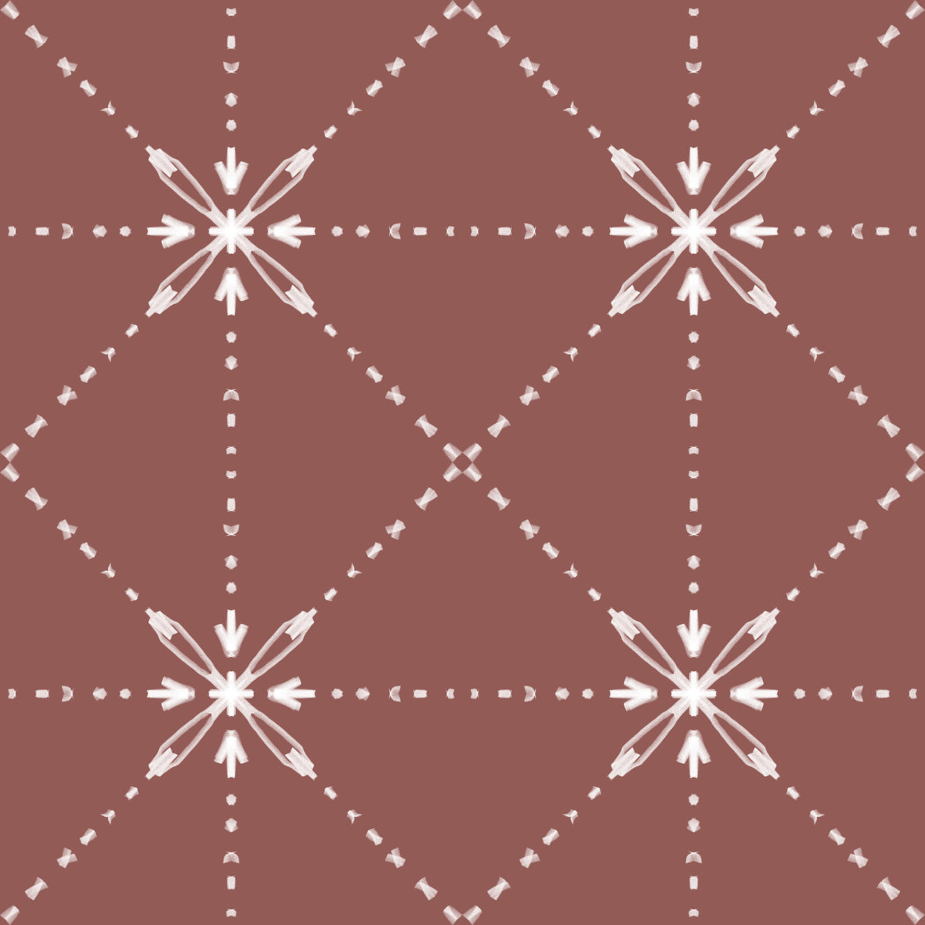 Sashiko Hana-Goshi - Latticed Flower Stitch On Terracotta Wallpaper⁠