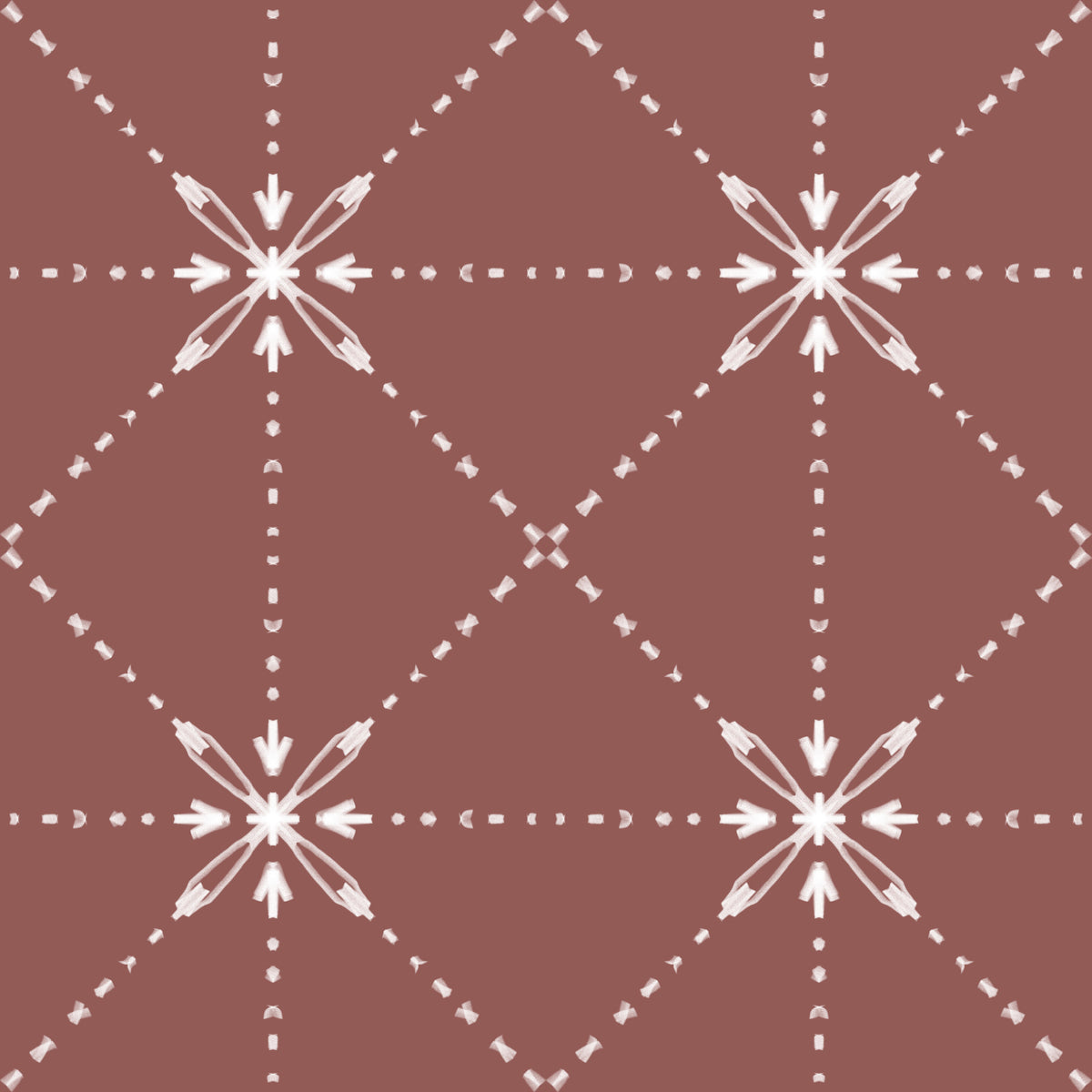 Sashiko Hana-Goshi - Latticed Flower Stitch On Terracotta Wallpaper⁠ in your room — zoomed