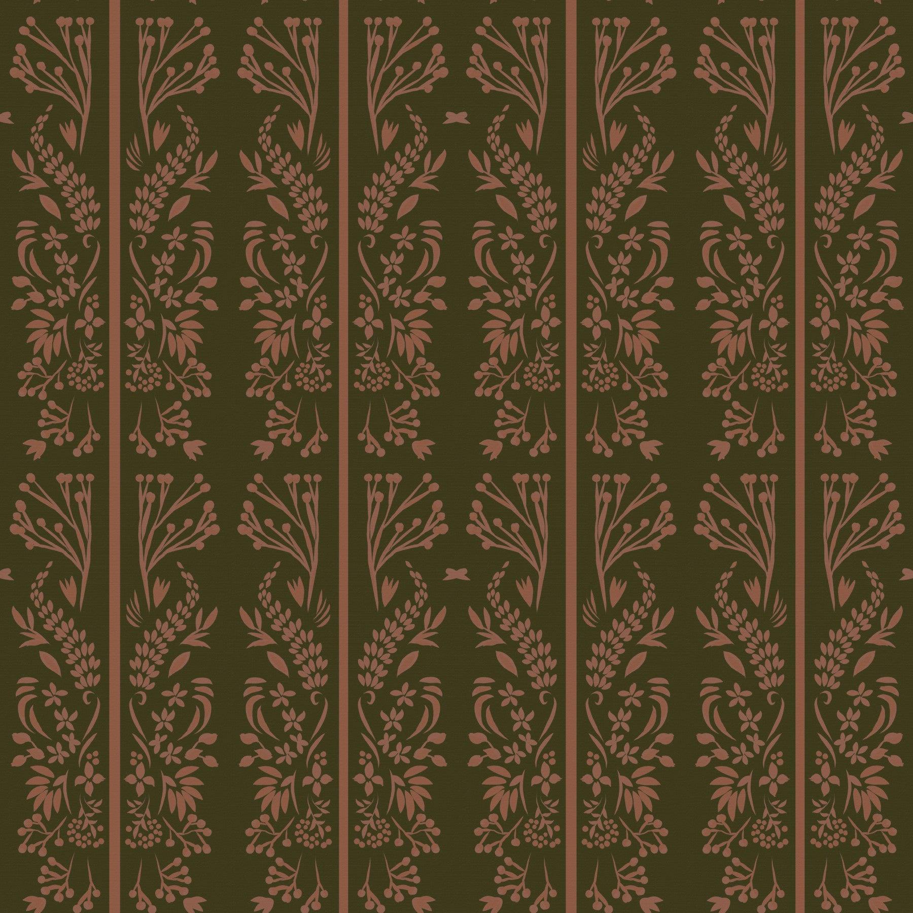 Earthy toned Cottagecore Floral stripes Wallpaper⁠