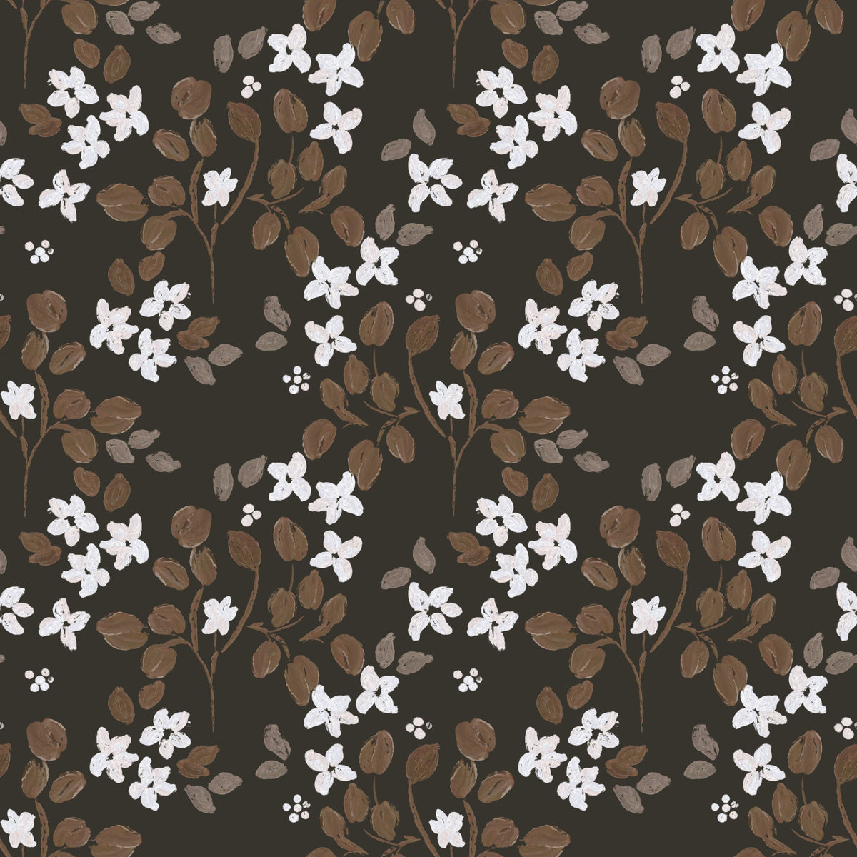 Rustic Bloom Small white oil painted flowers Wallpaper⁠