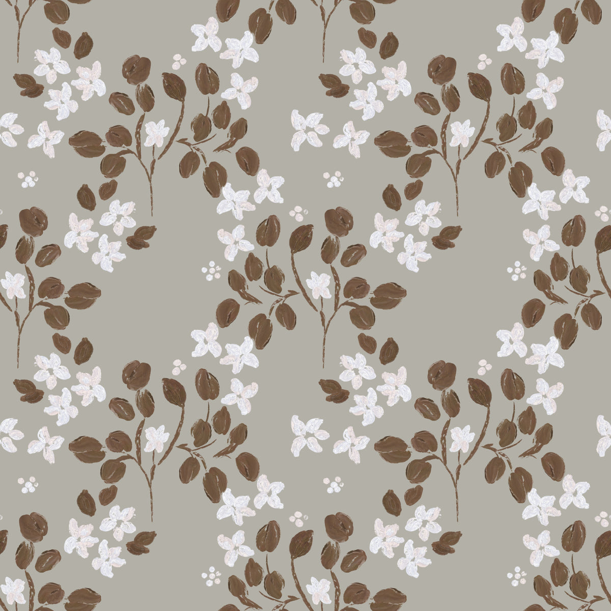 Neutral Bloom Rustic Grey white oil painted Pattern Wallpaper⁠