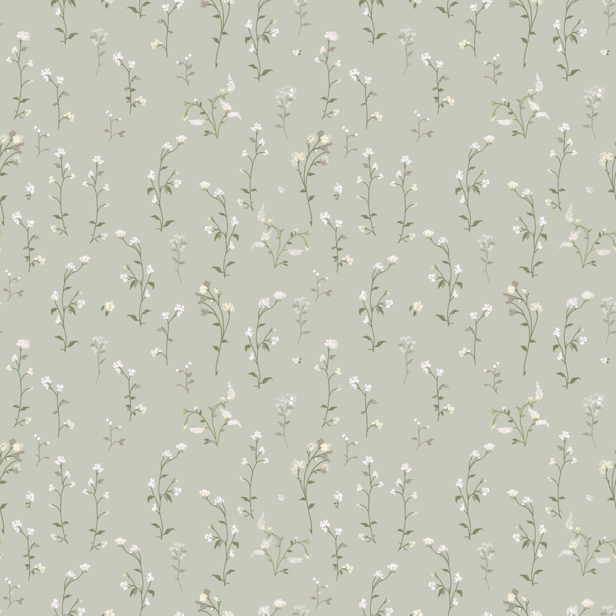 Soft Floral Meadow cottagecore white flowers Wallpaper⁠