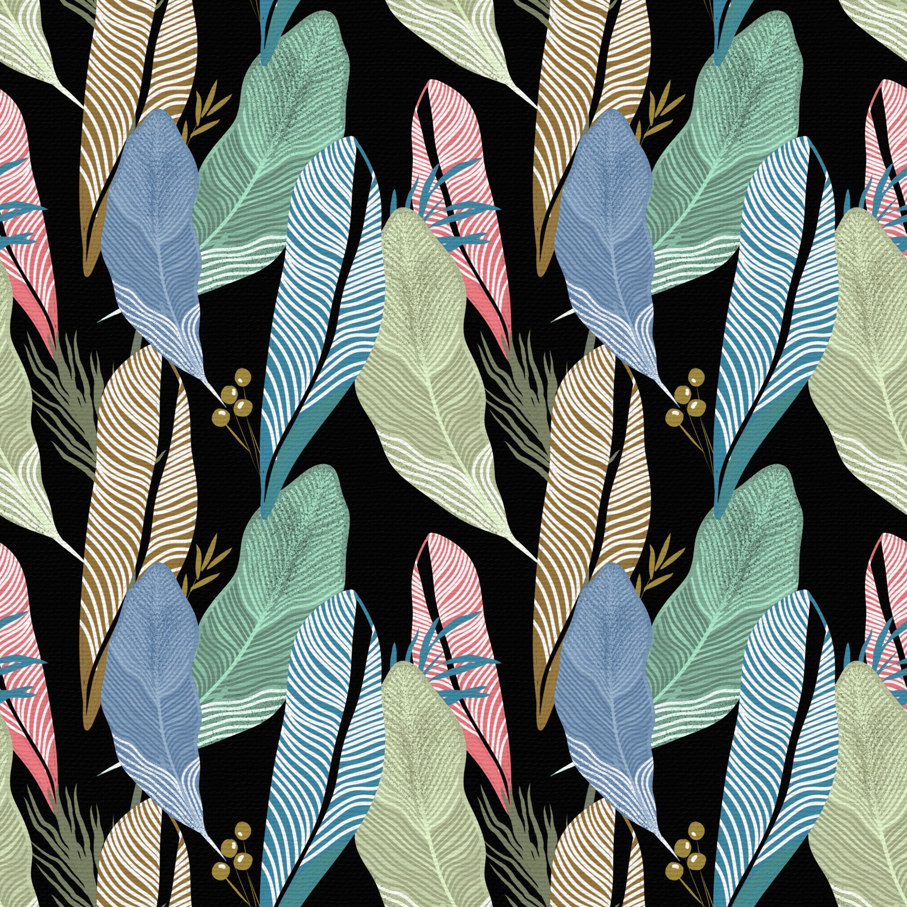 Leafy Abstraction Tropical Pastel Leaves Wallpaper⁠