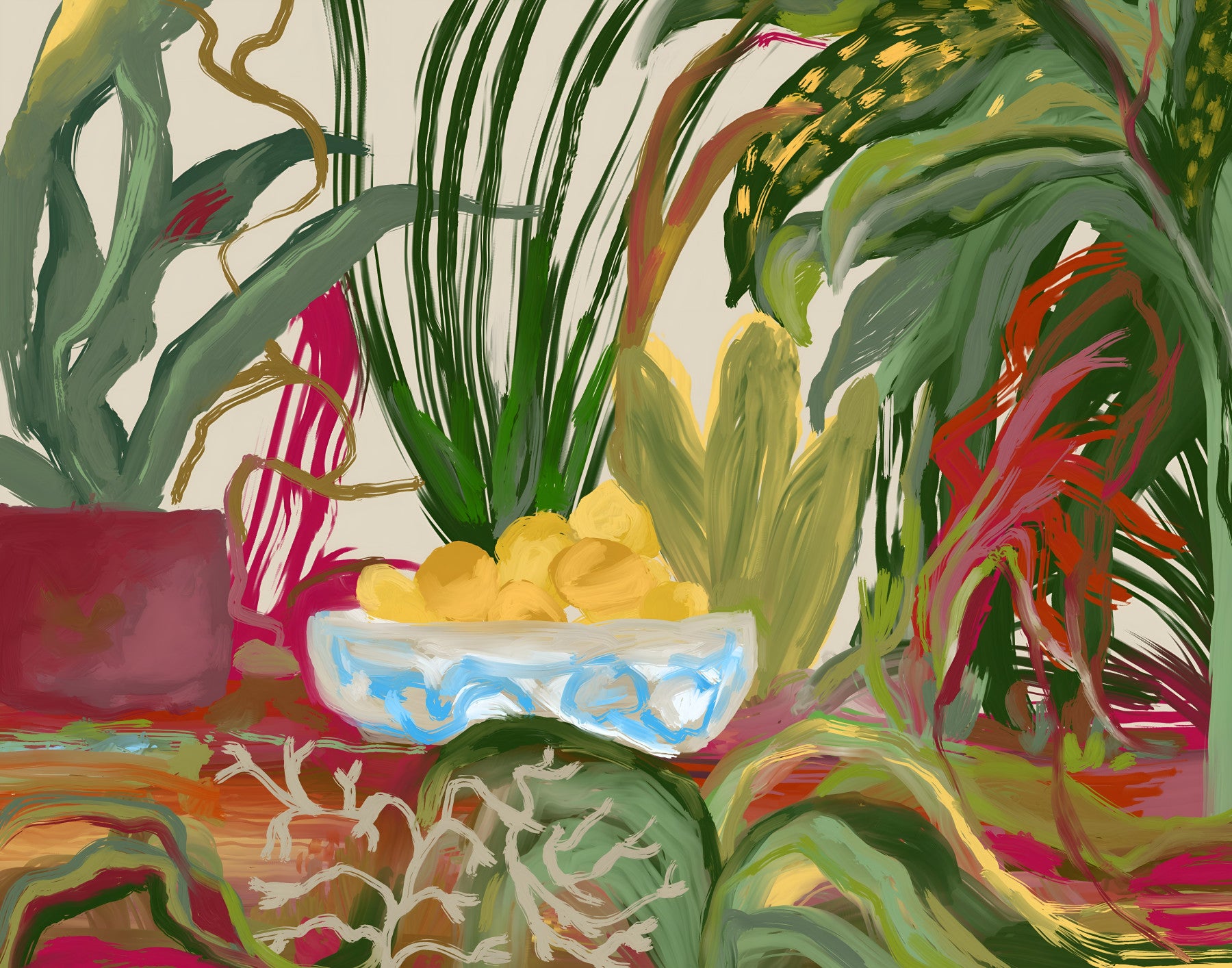 Abstract Eden Botanical still life lemons Wall Mural