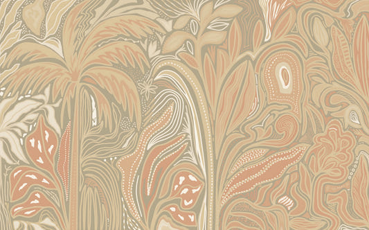 Earthy Warm Tones Jungle Rustic Abstraction Wall Mural