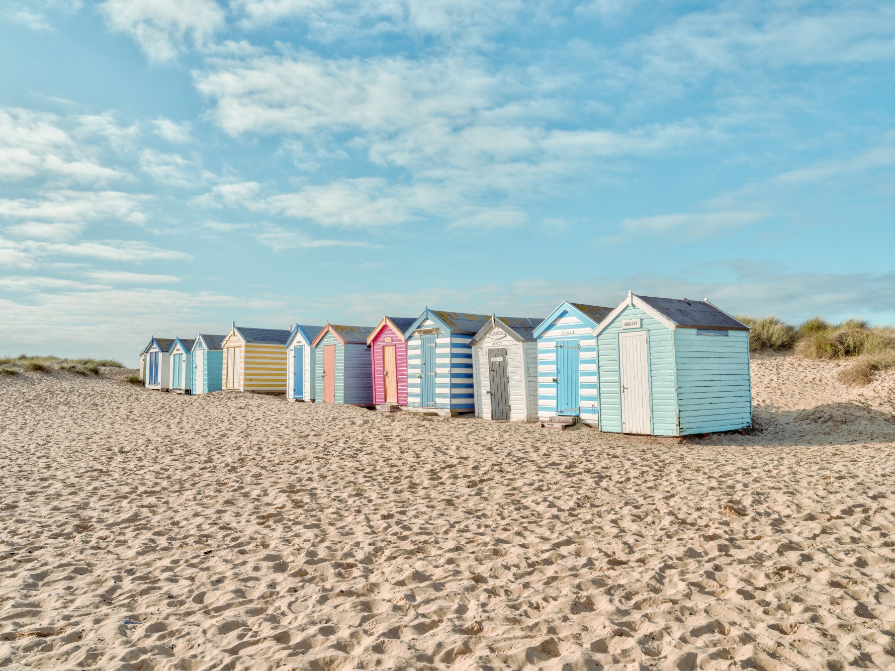 Beach Huts on the Shore Wall Mural