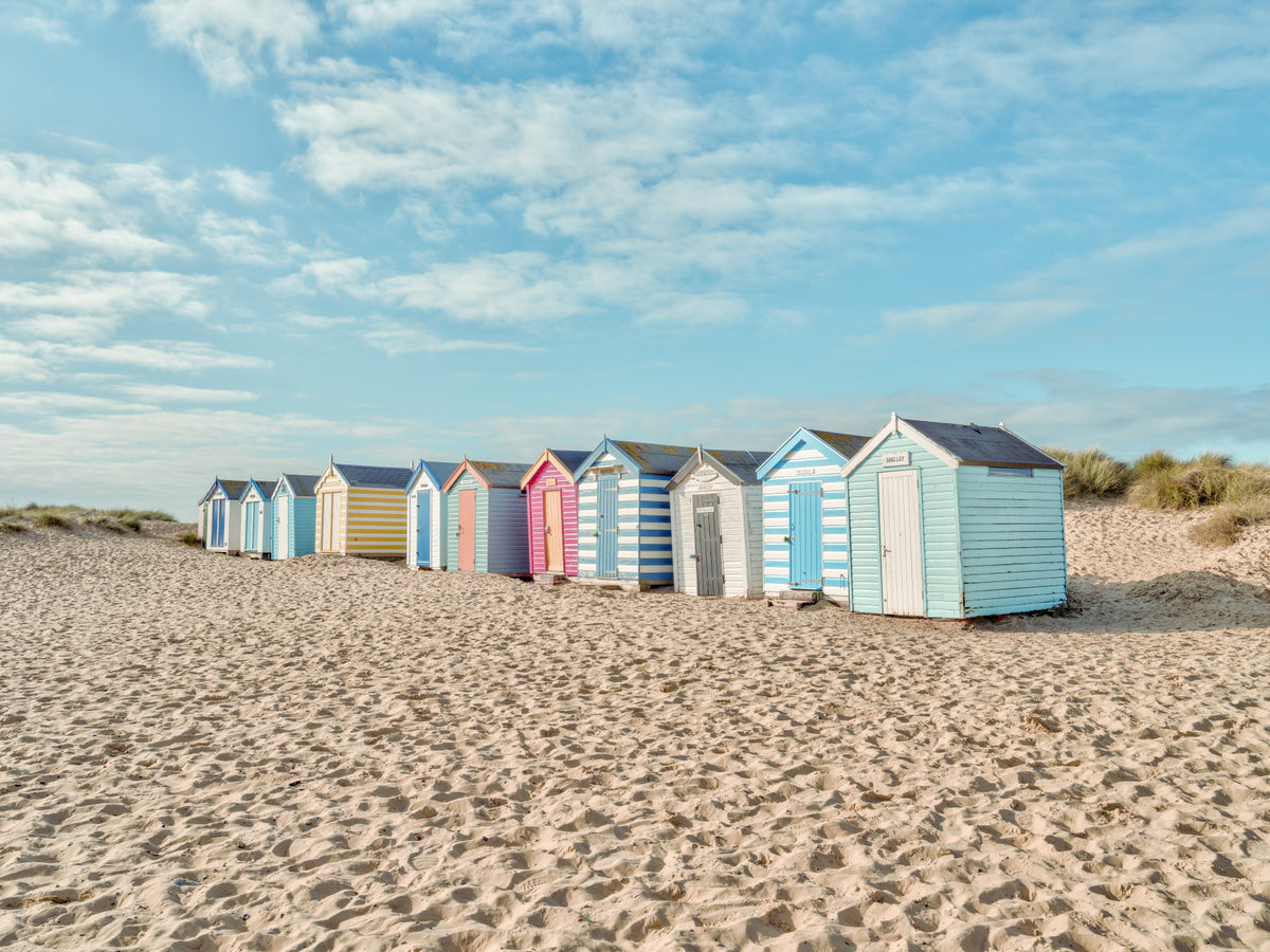 Beach Huts on the Shore Wall Mural in your room — zoomed