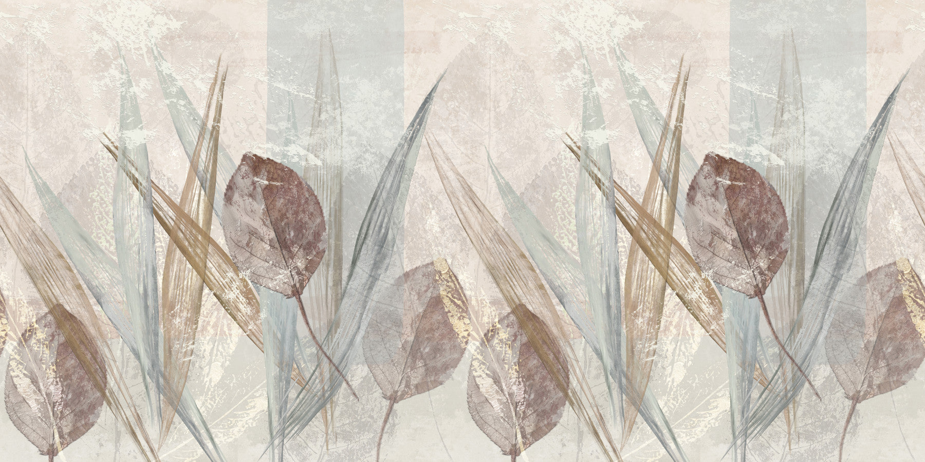 Ethereal Leaves Cream Wall Mural