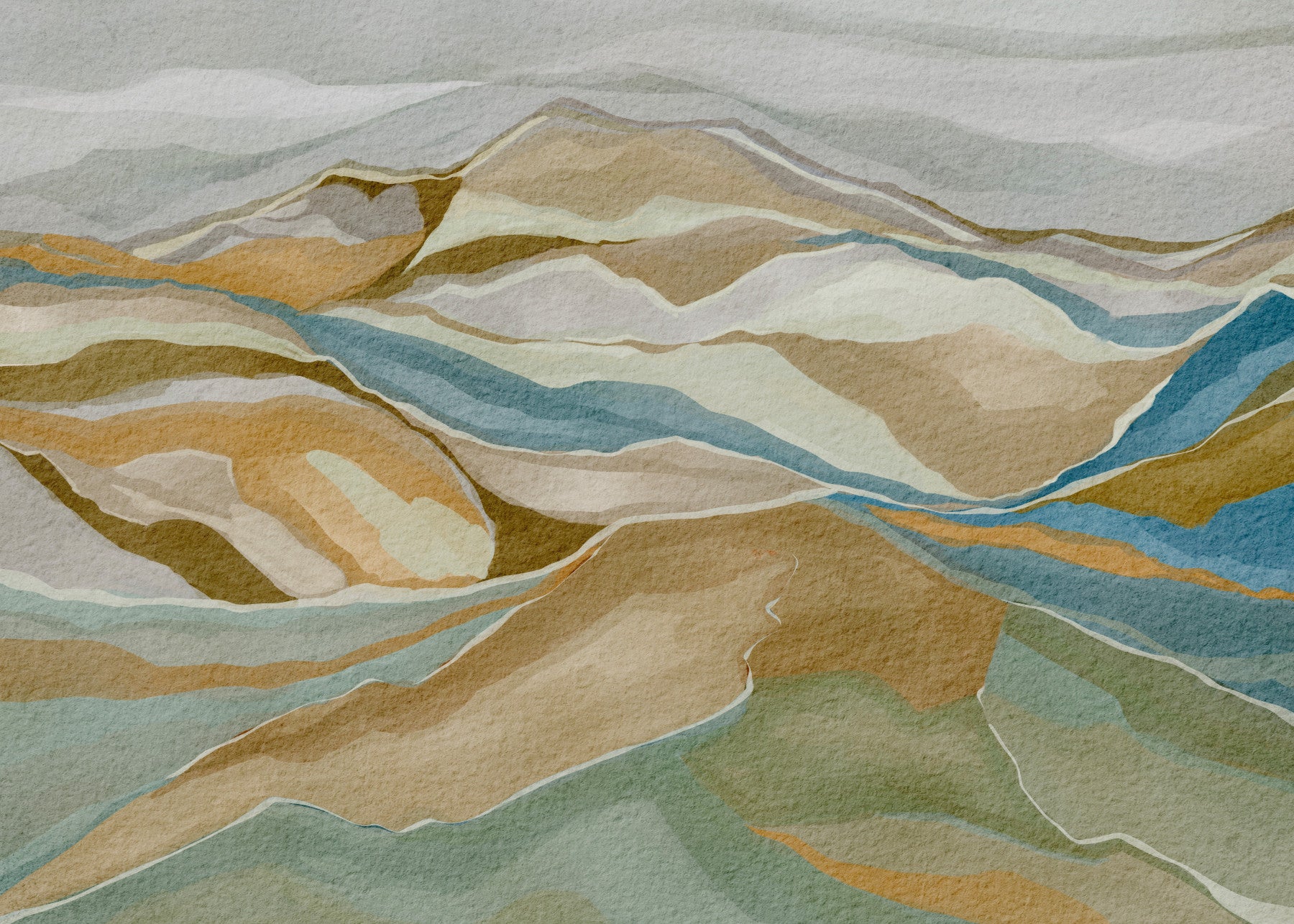 Watercolor Ridge view Wall Mural