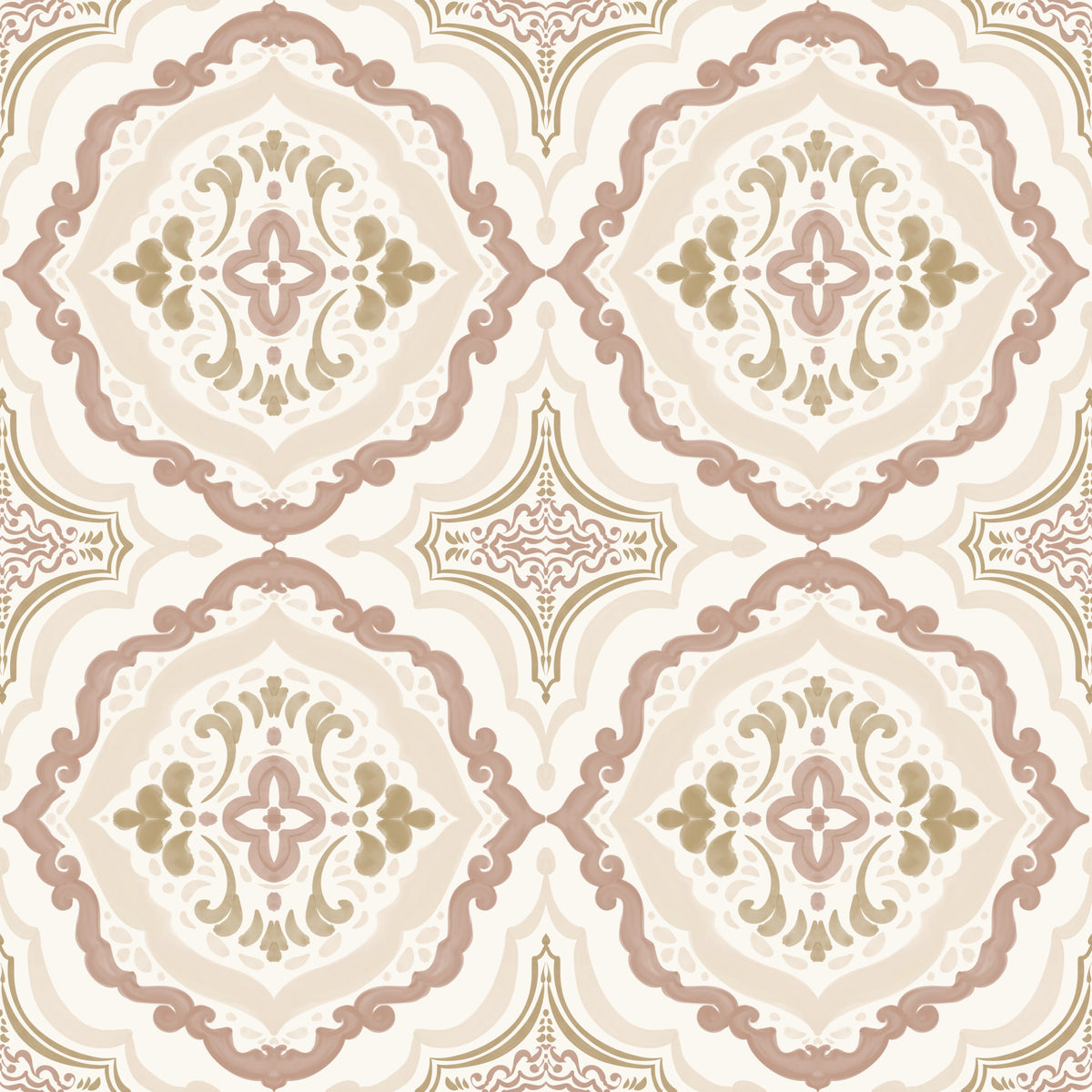 Soft Sienna Mediterranean Tile Wallpaper⁠ in your room — zoomed