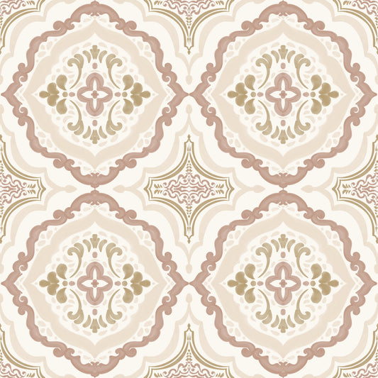 Soft Sienna Mediterranean Tile Wallpaper⁠