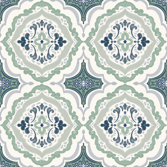 Indigo Bloom Tiles Wallpaper⁠