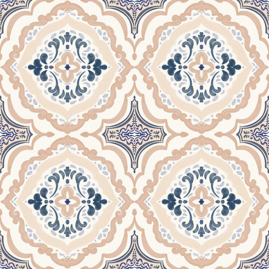 Floral Tile Harmony Wallpaper⁠