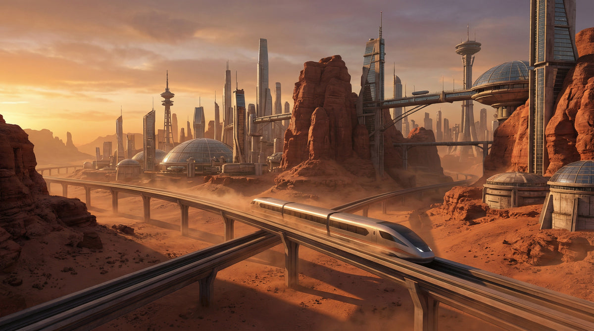 Martian Metropolis Wall Mural in your room — zoomed