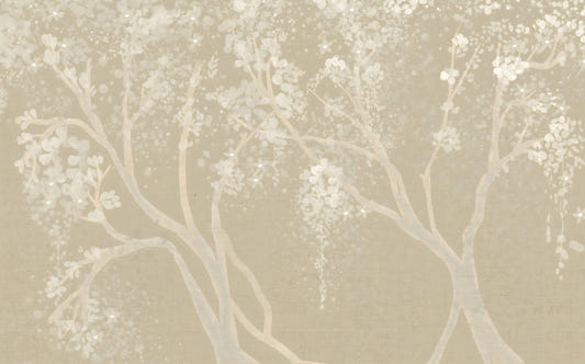 Vintage biege Sakura cherry blossoms Wall Mural