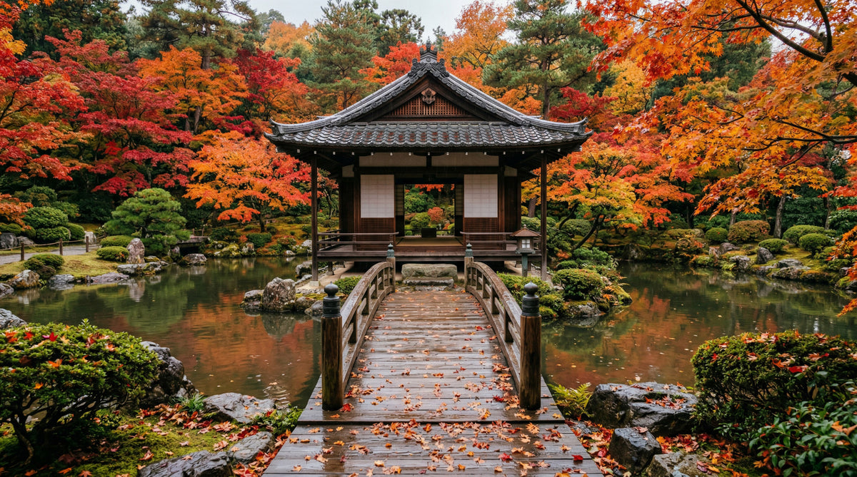 Autumn Temple Calm Wall Mural