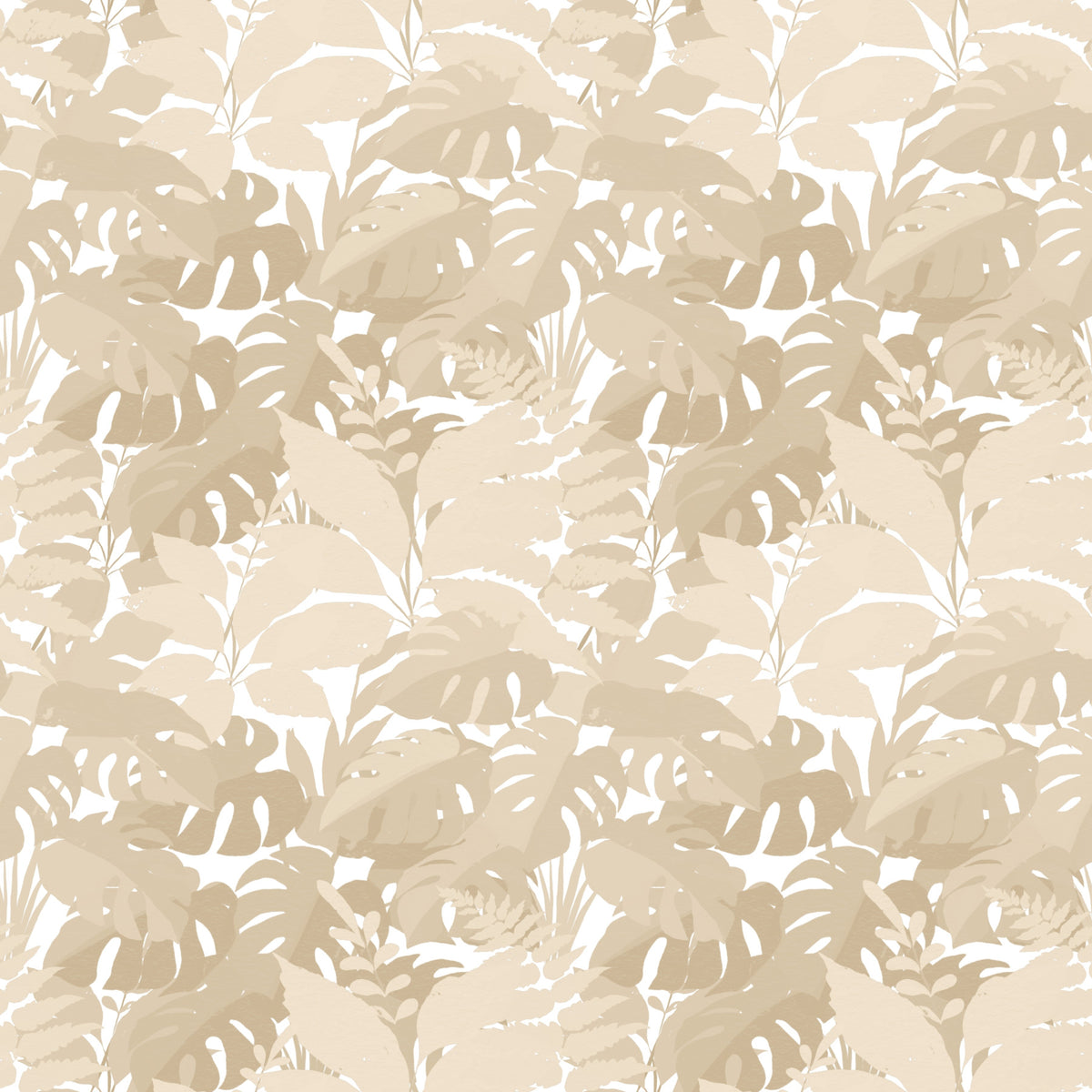 Beige Botanical Embrace Monstera Foliage Wallpaper⁠