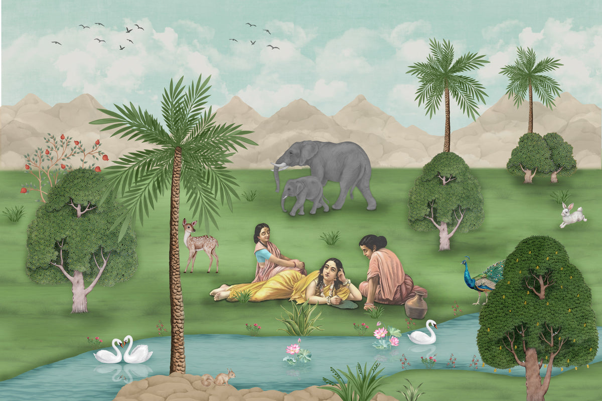 Enchanted Mughal Landscape Wall Mural