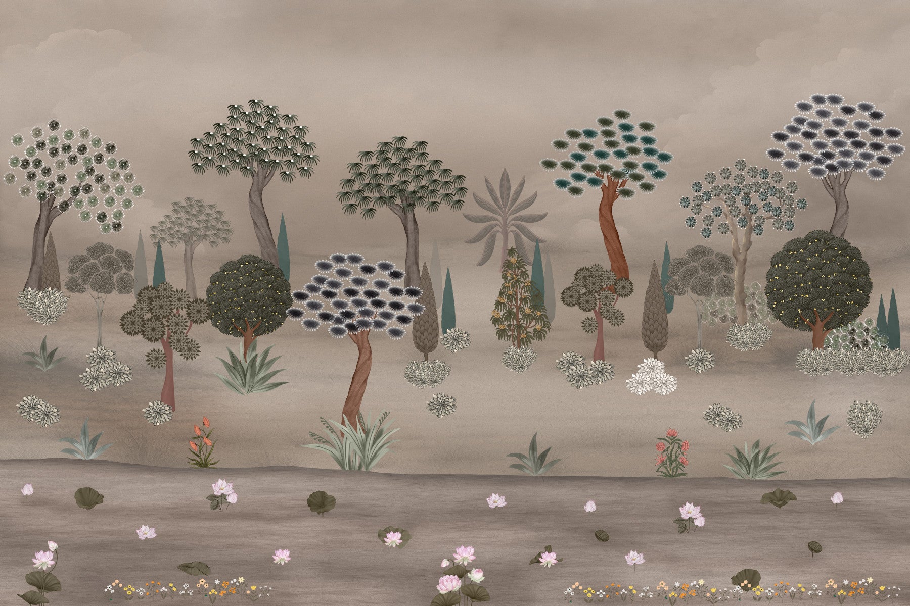 Subtle Eastern Garden Wall Mural