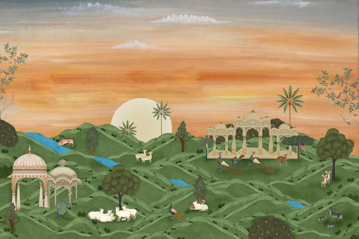 Indian Palace Horizon Wall Mural in your room — zoomed
