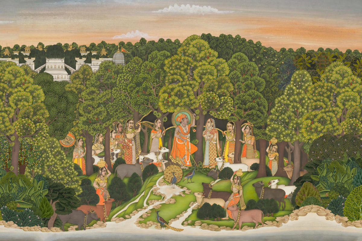 Vrindavan Forest Gathering Wall Mural